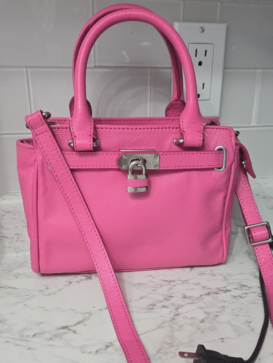 Danier Handbags - Danier Pink Bubble Gum  Leather Satchel Handbag with Lock Accent